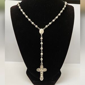 925 Silver Unisex Large Rosary Necklace